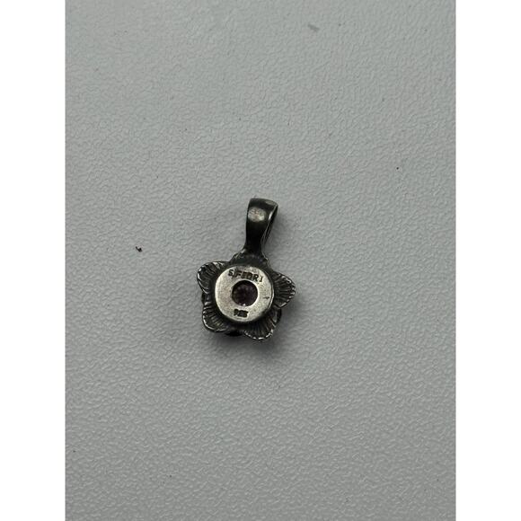 Sophia Fiori Sterling Silver Small Pendant CZ Flower Pink CZ Center - Picture 5 of 6